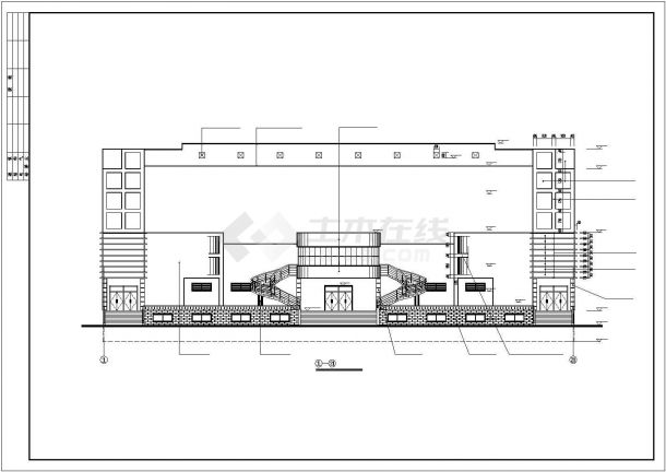 北京某大学4400平米五层钢混框架结构学生食堂建筑CAD设计图纸-图二