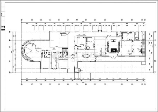 2300平米2层框混结构休闲酒店建筑CAD设计图纸（含地下室）-图二