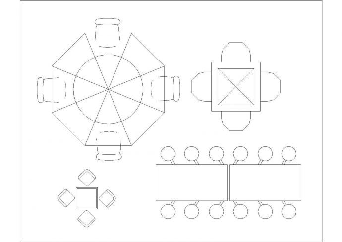 某餐桌CAD详细完整设计平面图_图1