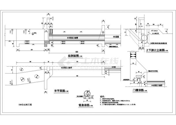 【最新】某分水闸工程型槽配套建筑物设计CAD图纸-图一