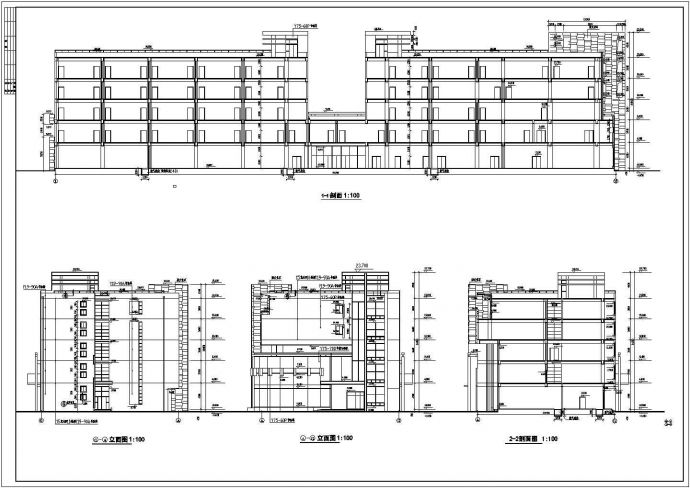 某5层长97米宽23米大学生活动中心CAD框架结构设计施工完整图纸_图1