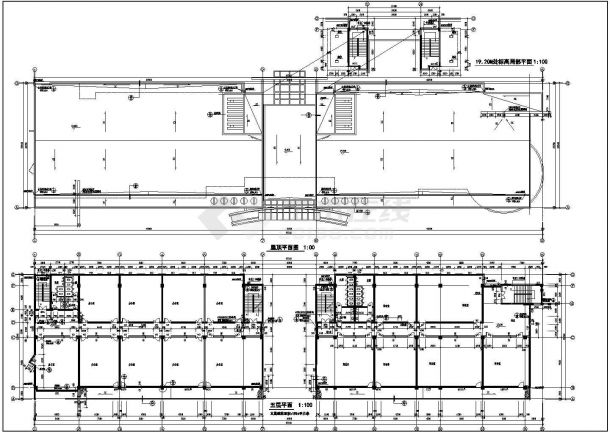 某5层长97米宽23米大学生活动中心CAD框架结构设计施工完整图纸-图二