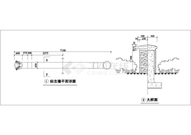 某购物商厦入口CAD标志墙设计-图一