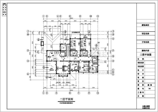 某三层框架结构别墅建筑施工图纸-图二
