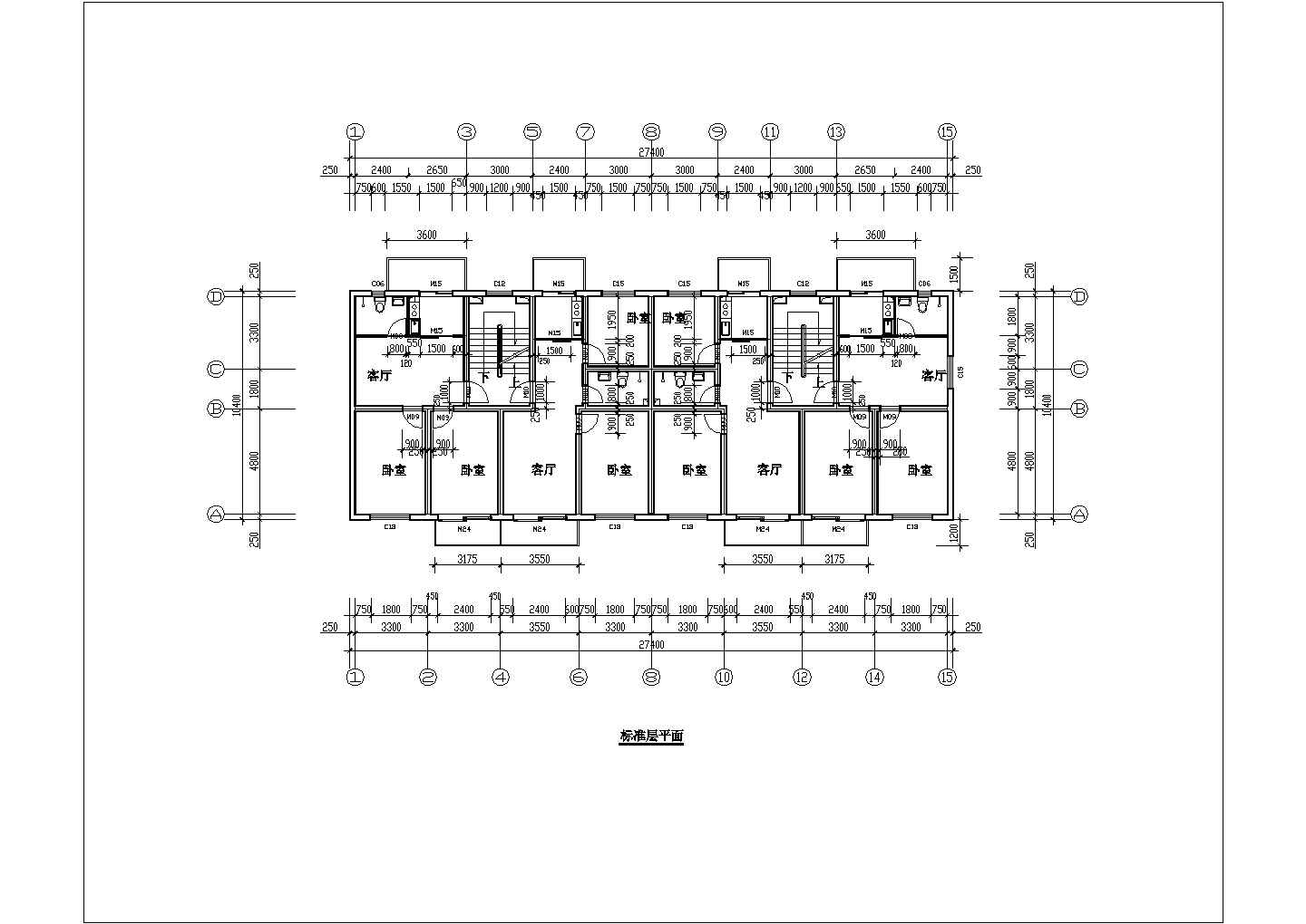 住宅设计_五层带阁楼住宅建筑施工CAD图