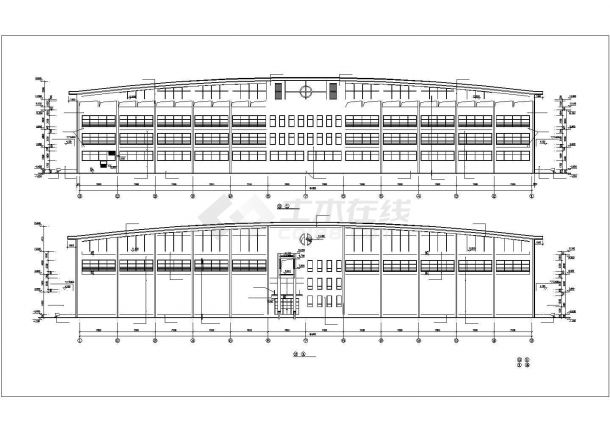 占地2300平米3层钢框架结构体育馆全套建筑设计CAD图纸-图一