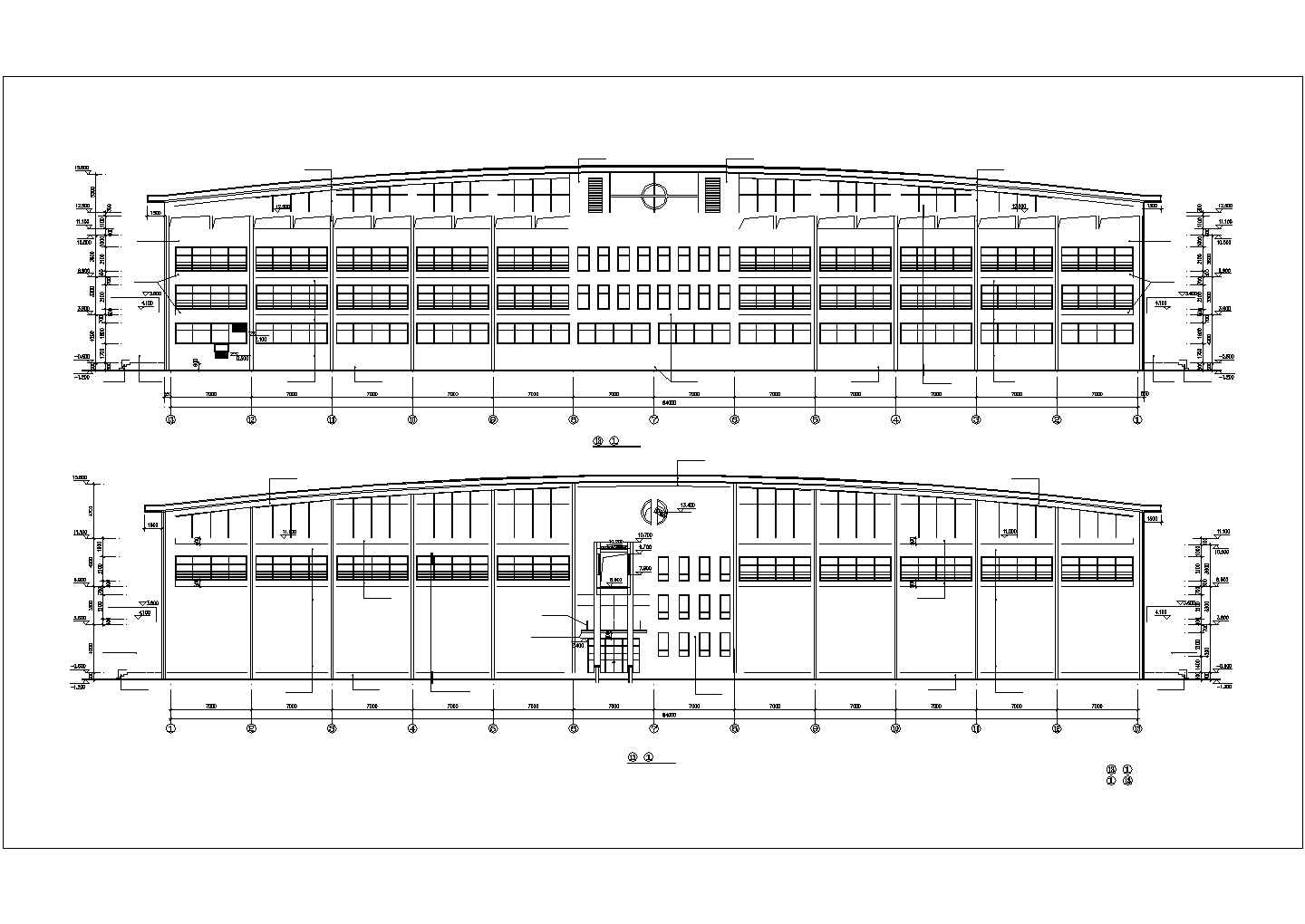 占地2300平米3层钢框架结构体育馆全套建筑设计CAD图纸