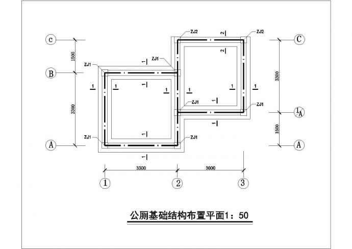 某公厕平面CAD建筑详细构造完整图纸_图1