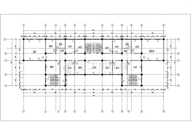 郑州市某高校4400平米6层框架结构办公楼全套建筑设计CAD图纸-图二