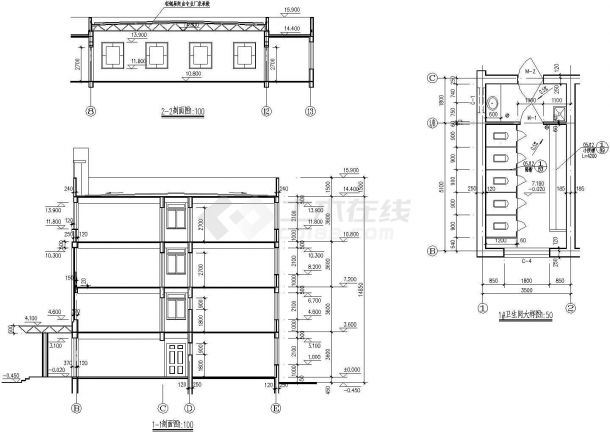 某重点小学综合楼CAD框架结构设计施工图-图一