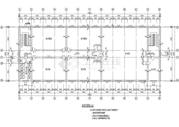 某重点小学综合楼CAD框架结构设计施工图-图二