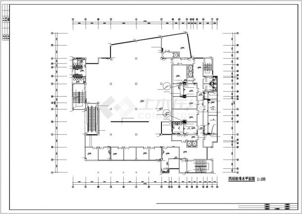 湖州市某高校1万平米左右五层食堂全套给排水设计CAD图纸-图一