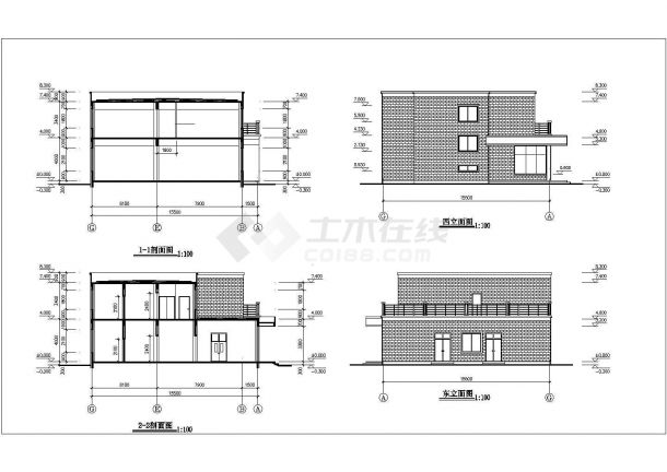 深圳某公司1400平米2层框架结构职工食堂建筑设计CAD图纸-图一