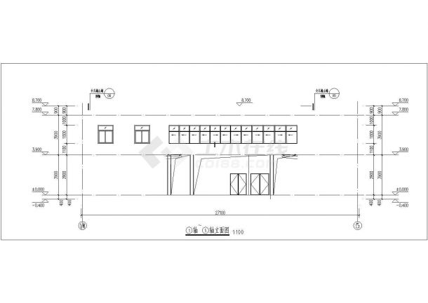 北京某戏剧中心500平米2层框架结构排练厅建筑设计CAD图纸-图一