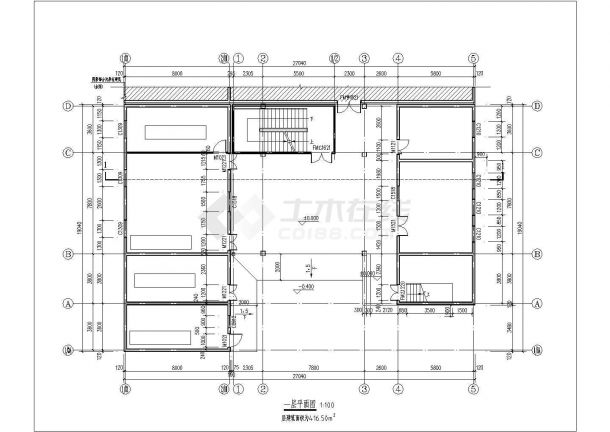 北京某戏剧中心500平米2层框架结构排练厅建筑设计CAD图纸-图二