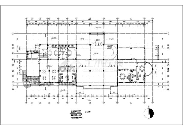 某3层框架结构小区休闲会所平立剖面设计CAD图纸（含阁楼）-图二