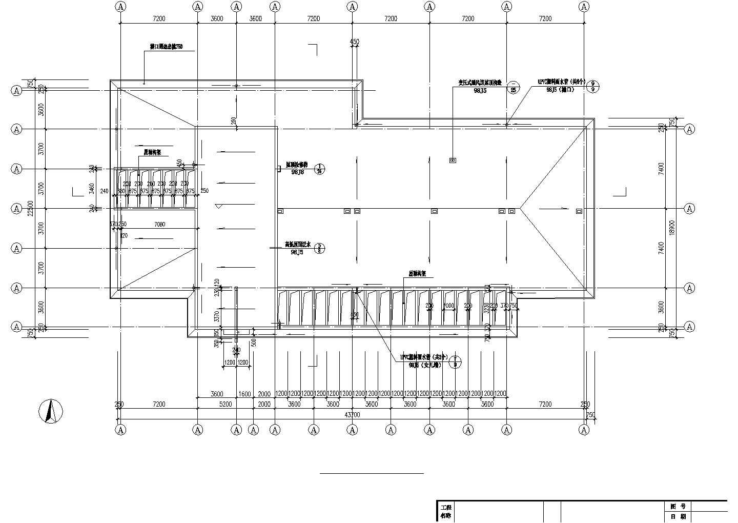 3500平米3层框架结构商务洗浴中心全套建筑设计CAD图纸