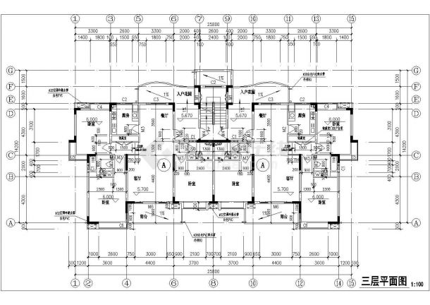 公寓设计_三层/四层带阁楼现代公寓设计CAD图-图二