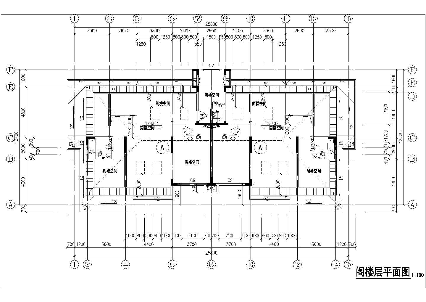 公寓设计_三层/四层带阁楼现代公寓设计CAD图