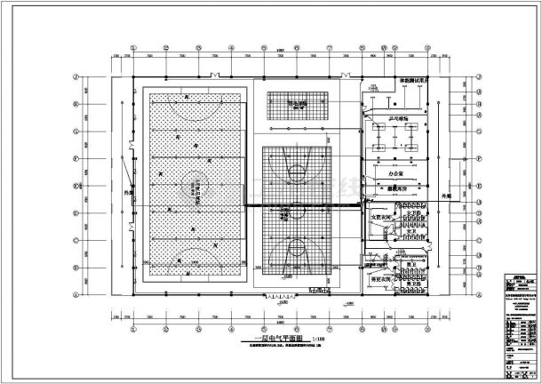 2200平米2层框架结构社区健身中心电气系统设计CAD图纸-图二
