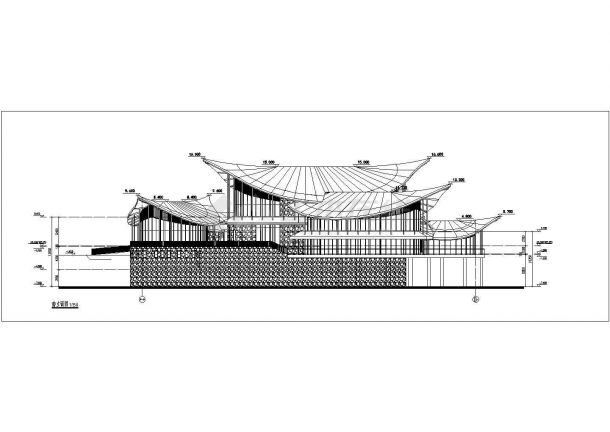长春市某度假村3500平米2层框架结构高档餐厅全套建筑设计CAD图纸-图二