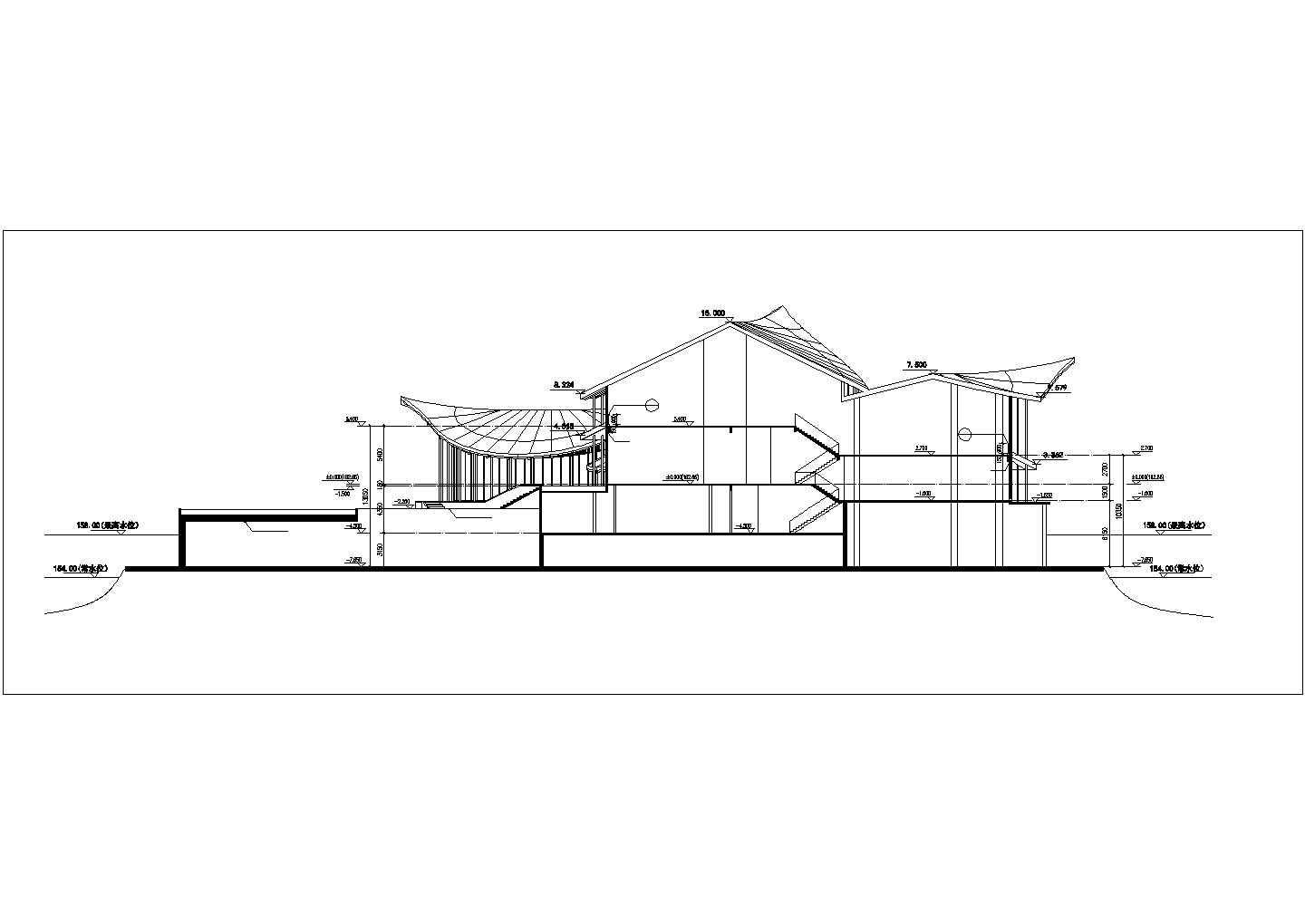 长春市某度假村3500平米2层框架结构高档餐厅全套建筑设计CAD图纸