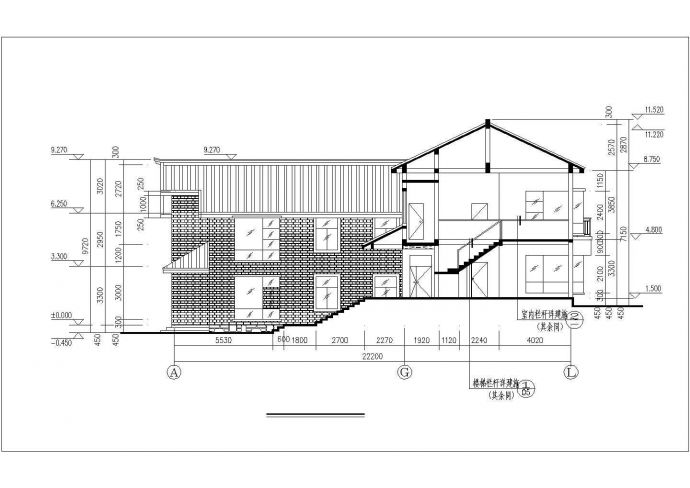某现代化度假村1750平米2层框架结构休闲综合楼建筑设计CAD图纸_图1