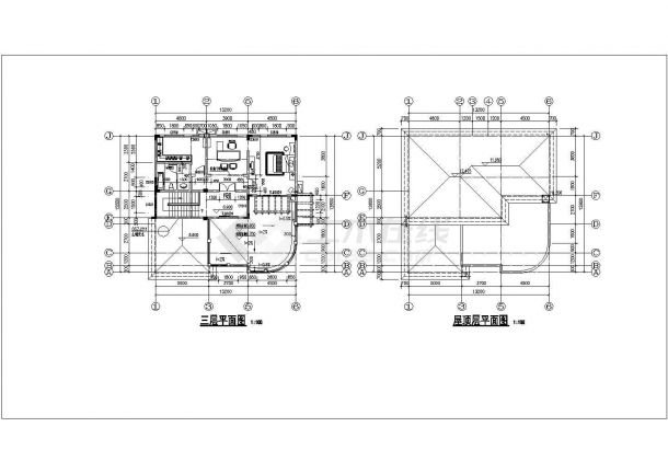 占地170平米3层框架结构单体别墅全套建筑设计CAD图纸-图一