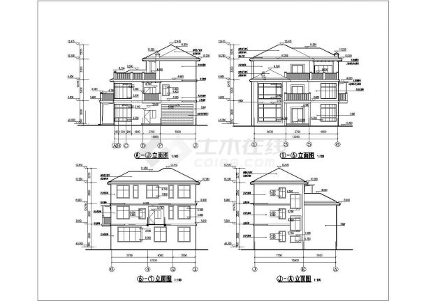 占地170平米3层框架结构单体别墅全套建筑设计CAD图纸-图二