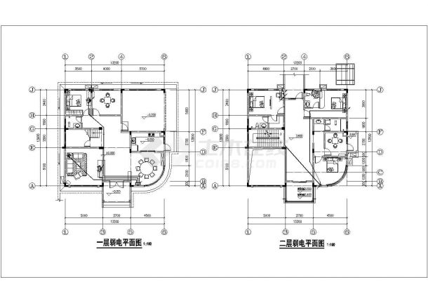 某小区3层框架结构单体别墅全套电气系统设计CAD图纸-图一