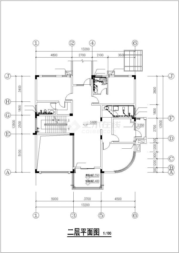 南京某别墅区400平米三层框混结构单体别墅全套给排水设计CAD图-图二