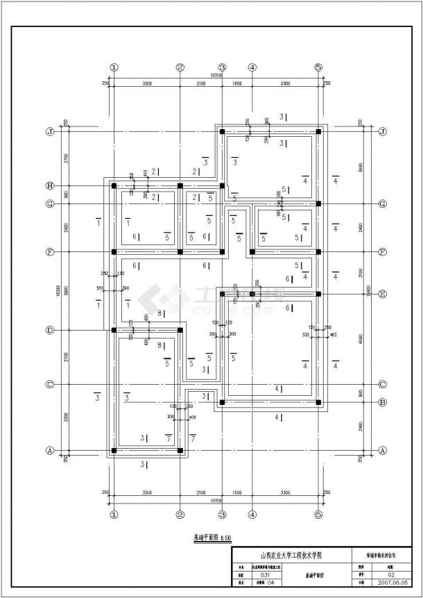 晋城市某现代化村镇305平米3层框混结构乡村别墅建筑结构设计CAD图纸-图一