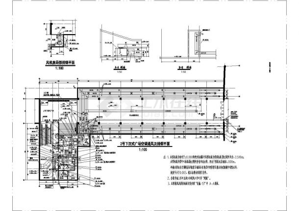 湖北省天门市某地下商业建筑空调及通风系统设计施工CAD图纸-图二