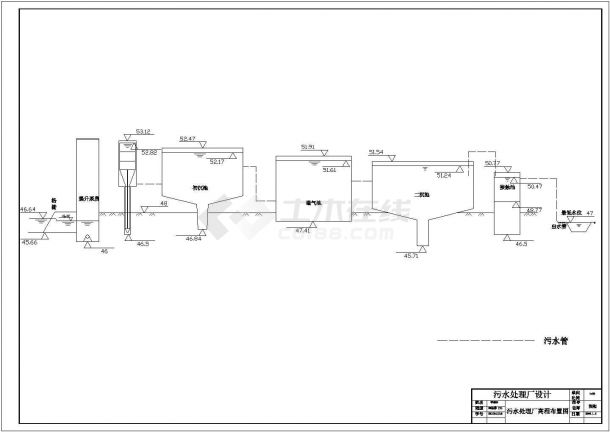 某地区大学污水厂排水工程毕业设计CAD资料（计算书、结构图纸）-图一