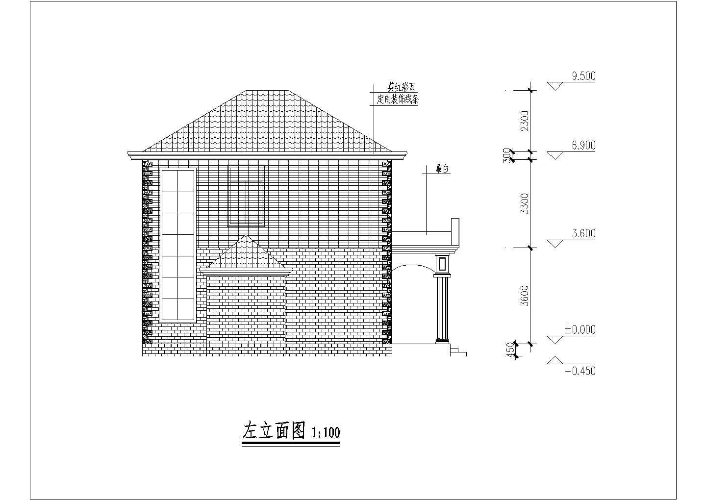 杭州某别墅区310平米3层桩混结构单体别墅建筑设计CAD图纸