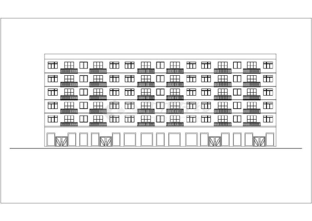 某3463平米六层临街商住楼正立面CAD详细设计图-图一