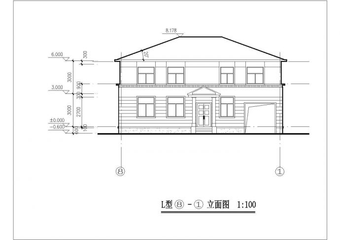 某别墅区320平米2层砖混结构独栋别墅平立剖面设计CAD图纸_图1