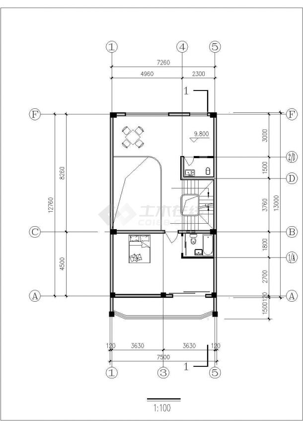 650平米五层砖混结构民居楼平立剖面设计CAD图纸（含天面层）-图一