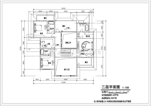 338平米二层独栋别墅建筑设计图-图二