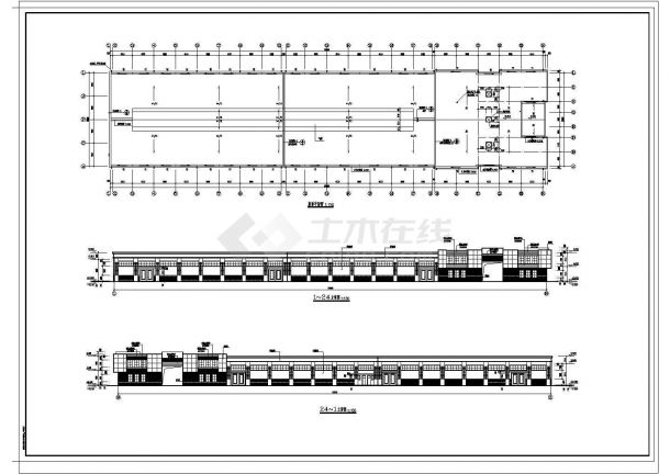 某两层长120.36米宽26.48米3900平米CAD框架结构蔬菜交易市场建筑施工图【平立剖】-图二