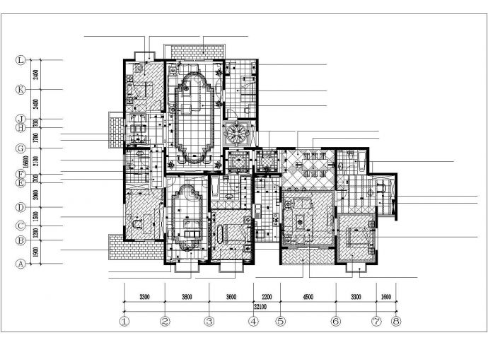 170平米单层砖混结构乡村民居楼全套装修设计CAD图纸_图1
