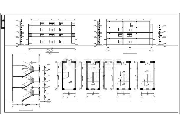 杭州某工厂7800平米四层框架结构加工车间建筑设计CAD图纸-图二