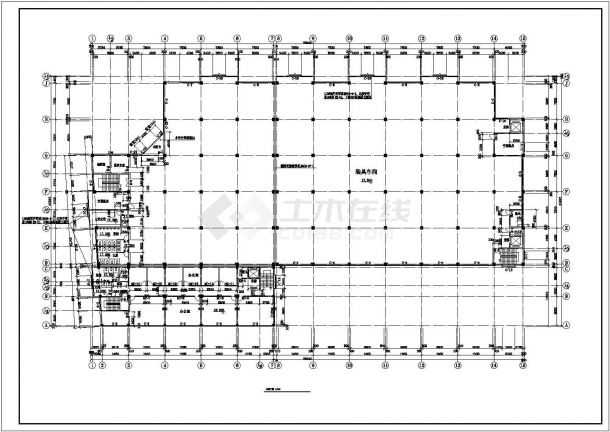 汉中市某工厂1.2万平米五层框架结构加工厂房平立剖面设计CAD图纸-图二