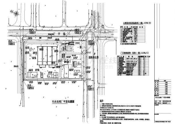 [广东]6万平污水处理厂建筑给排水及工艺CAD总平面图-图一