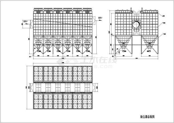 某钢铁厂AOD炉除尘收集系统图除尘器总装图CAD设计图-图一