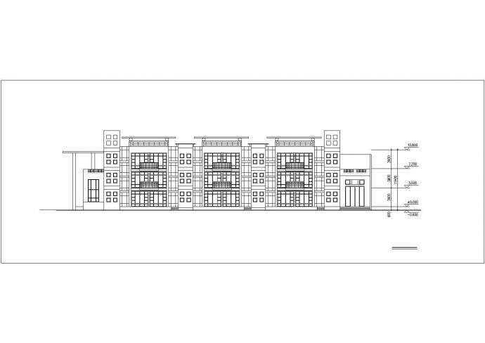 广州某小区2800平米3层框架结构社区幼儿园平立剖面设计CAD图纸_图1