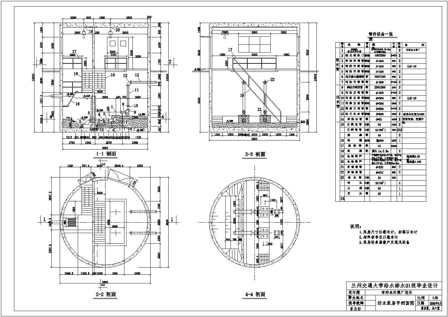 某中型城市污水处理厂全套毕业设计全套CAD资料（含论文，结构图纸）