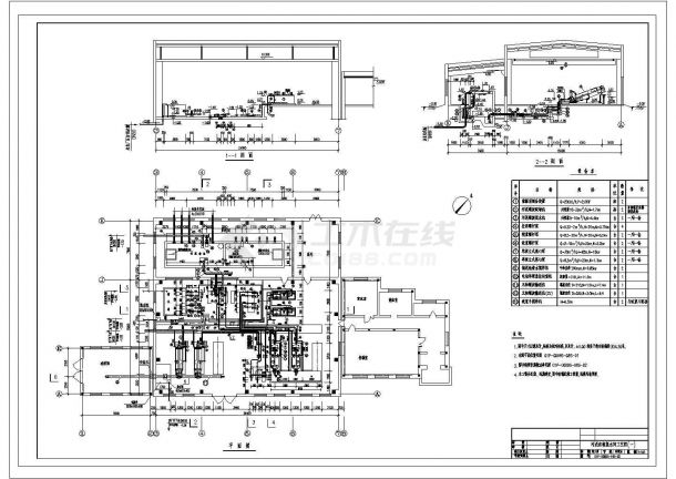 某污泥浓缩脱水间工艺图CAD大样环保节点图纸-图一