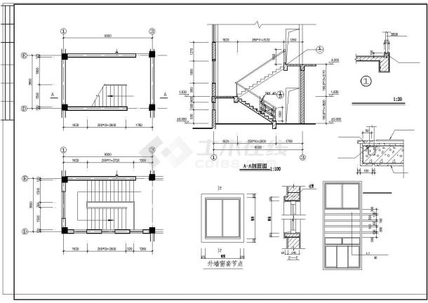 某处公司食堂建筑CAD图-图二