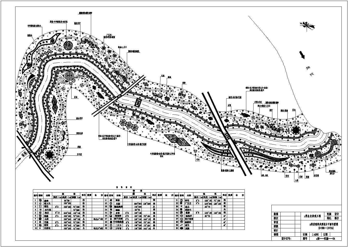 某渠道生态CAD景观设计施工图
